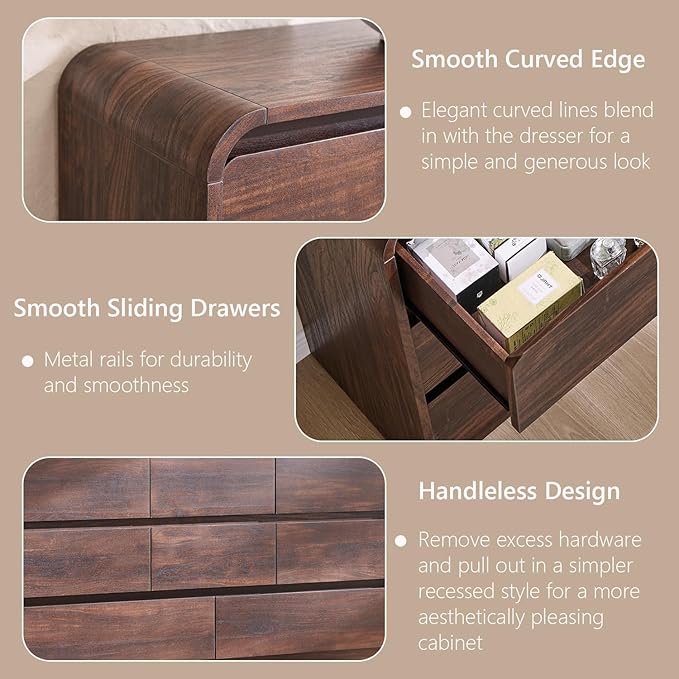 Modern 8 Drawers Dresser for Bedroom, Wood Mid Century Storage Dressers - Image 5