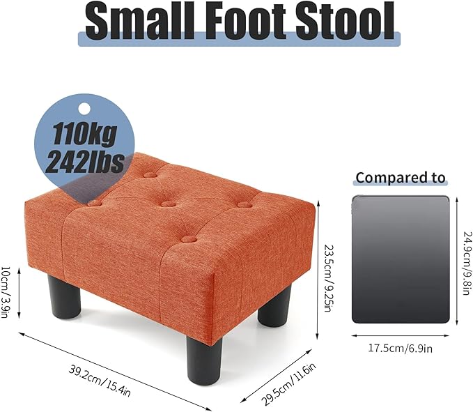 BRIAN & DANY Small Foot Stool, Linen Foot Stools - Image 3