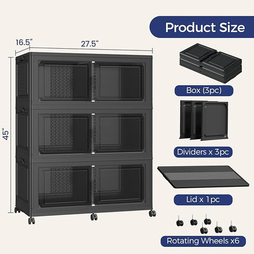 120GAL Storage Bins with Lid and Wheels, Stackable Closet Organizers and - Image 2