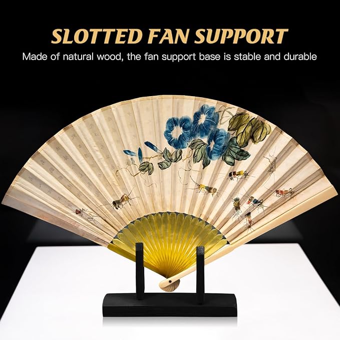 BESPORTBLE Wooden Hand Fan Stand Japanese Style Folding Fan Holder Portable - Image 8