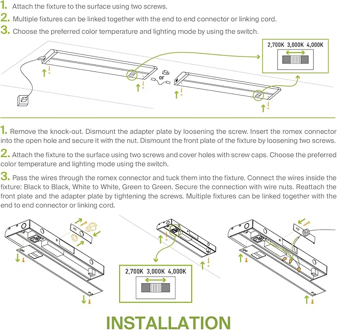 ASD 18 Inch LED Under Cabinet Lighting Plug in or Hardwired, High/Low/Off Switch - Image 8