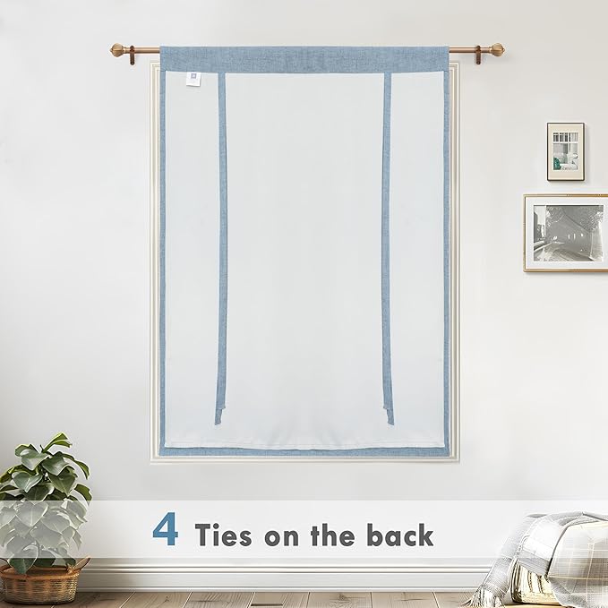DriftAway Double Layer Linen Blackout Tie Up Curtains Thermal Insulated Fully - Image 6