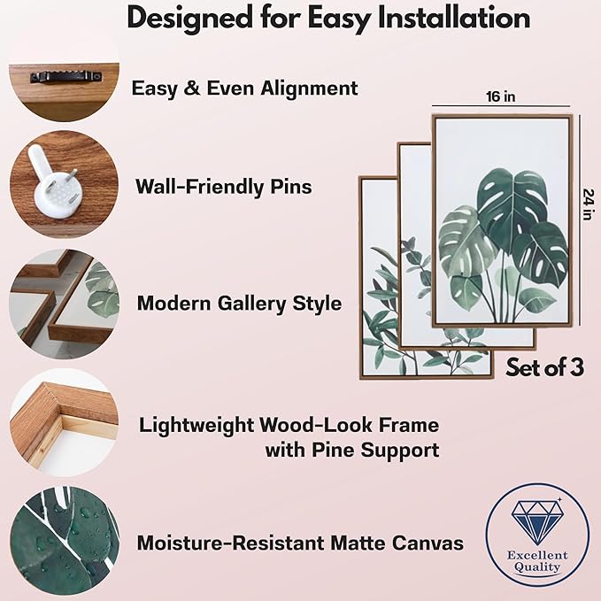 Sage Green Boho Framed Wall Art, Neutral Botanical Canvas Prints, Eucalyptus & - Image 7