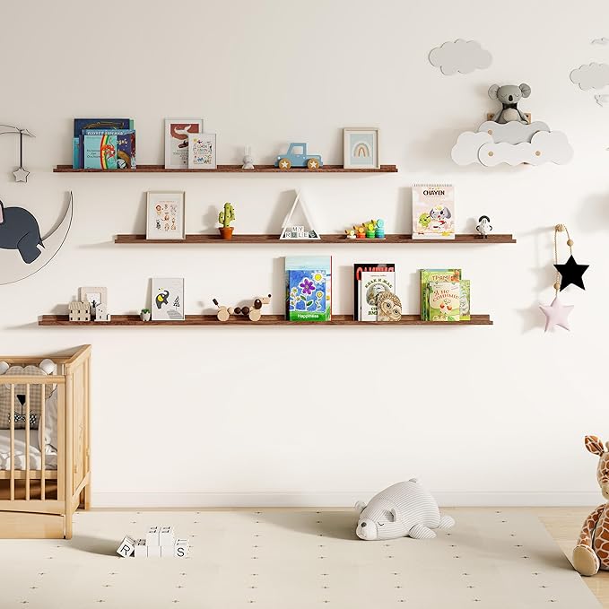Floating Picture Ledge Shelves for Wall Set of 2, 84 Inches Picture Ledge Shelf - Image 7