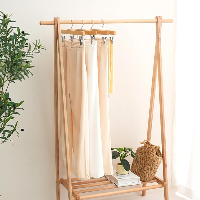 BAGAIL 10 Pack Wooden Pants Hangers - Image 6
