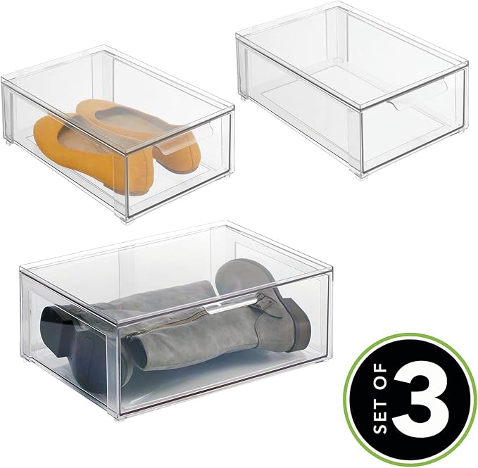mDesign Plastic Stackable Closet Storage Organizer Bin Containers - Image 2