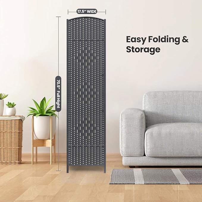 6 Panel Room Divider, 6Ft Folding Privacy Screen, Tall - Image 7