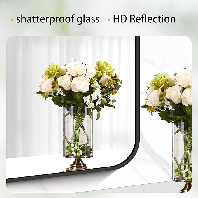 24" x 55"Bathroom Mirror, Matte Black Wall Mirror - Image 6
