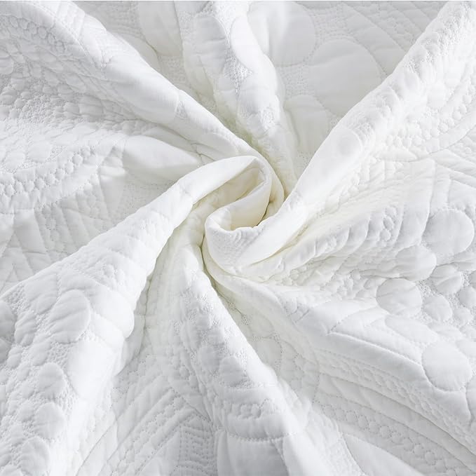 MarCielo 3-Piece 100% Cotton Oversized Bedspread Lightweight Quilt Coverlet - Image 2