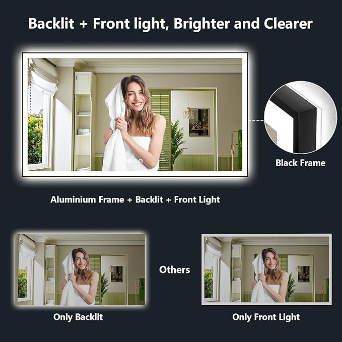 YEELAIT 60x40 Inch LED Bathroom Mirror - Image 3