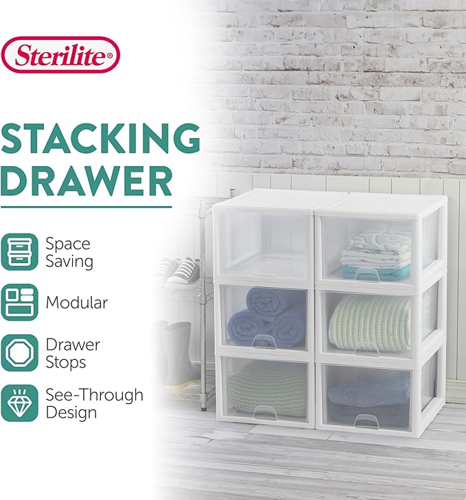 Sterilite 4-Pack 27 Quart Stacking Drawer, Accessories, Craft Supplies - Image 4