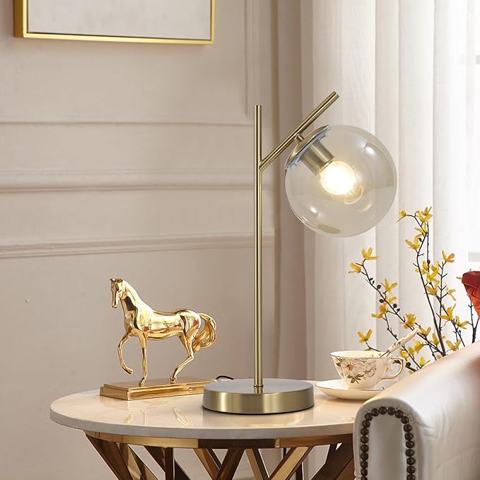 Mid Century Modern Table Lamp, Metal Brass Desk Lamp - Image 8