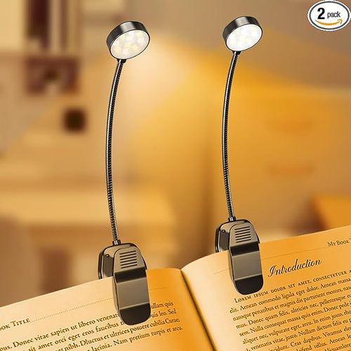 2 Pack 10 LED Rechargeable Book Light by KTEBO