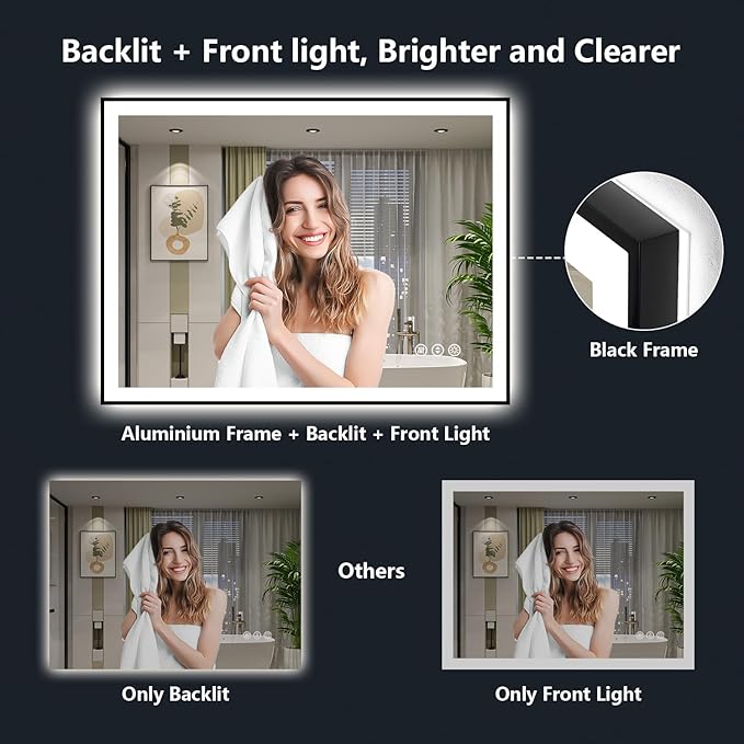YEELAIT 51x40 Inch LED Bathroom Mirror - Image 3