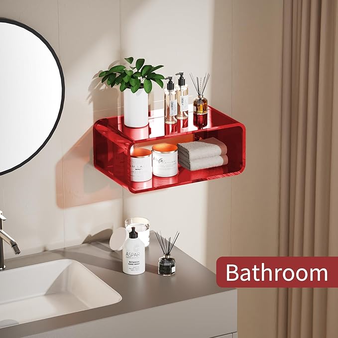 Acrylic Floating Nightstand, Bedside Table, Nightstand Shelf Wall Mounted - Image 6