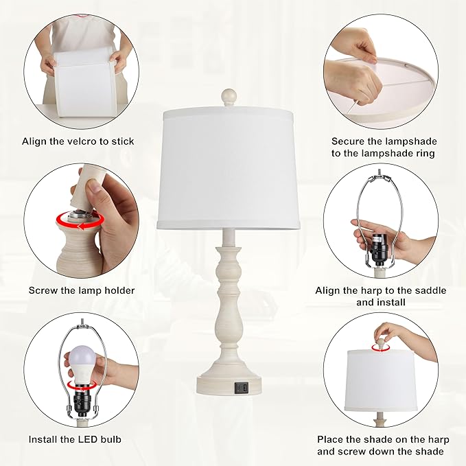 23'' Farmhouse Table Lamps for Living Room Set of 2 - Image 9