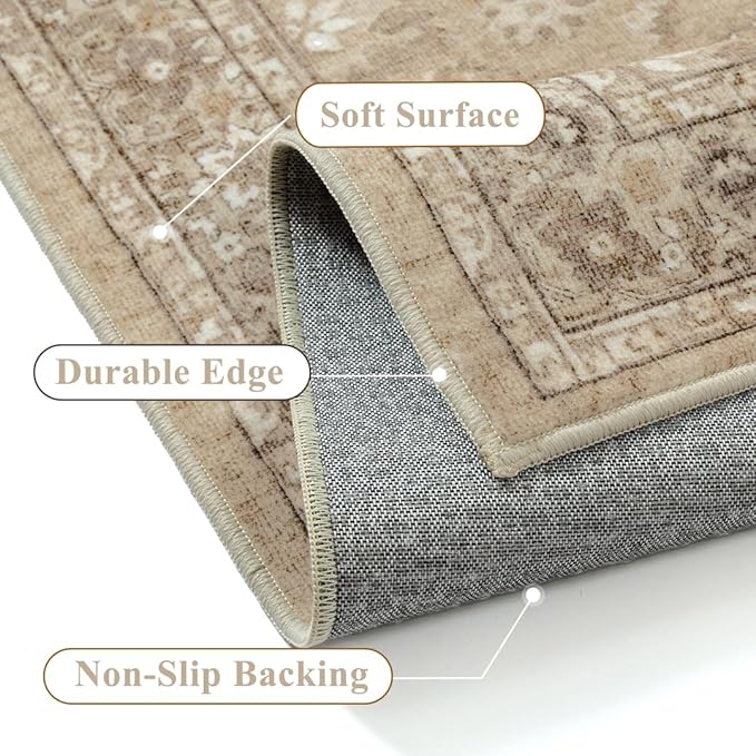 2x3 Brown Entryway Area Rug Machine Washable Doormat Kitchen Vintage Distressed - Image 3