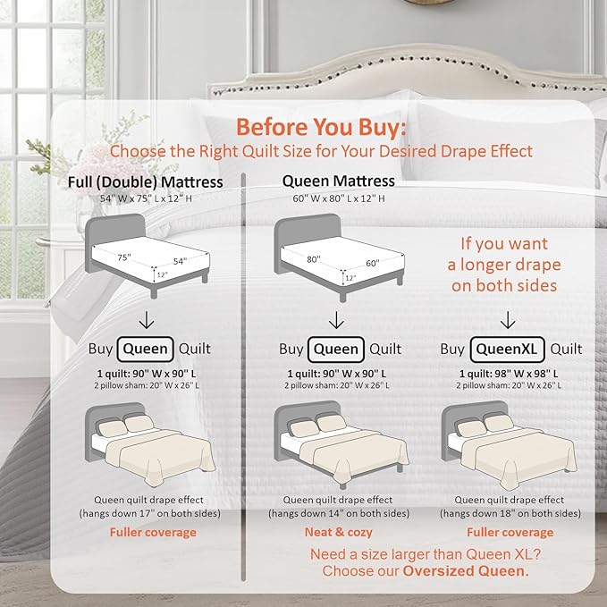 KASENTEX Queen Quilt Set 90"x90" – Soft Washed 3-Layer Lightweight Bedspread - Image 3