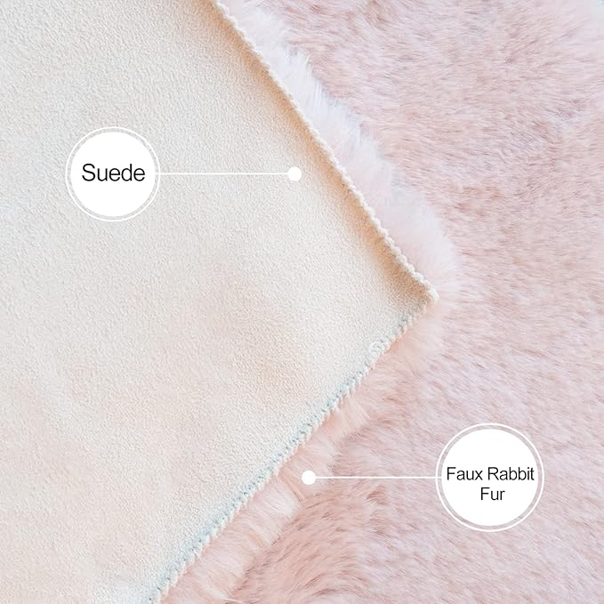 Pink Fuzzy Faux Rabbit Washable Fur Rug - Image 6
