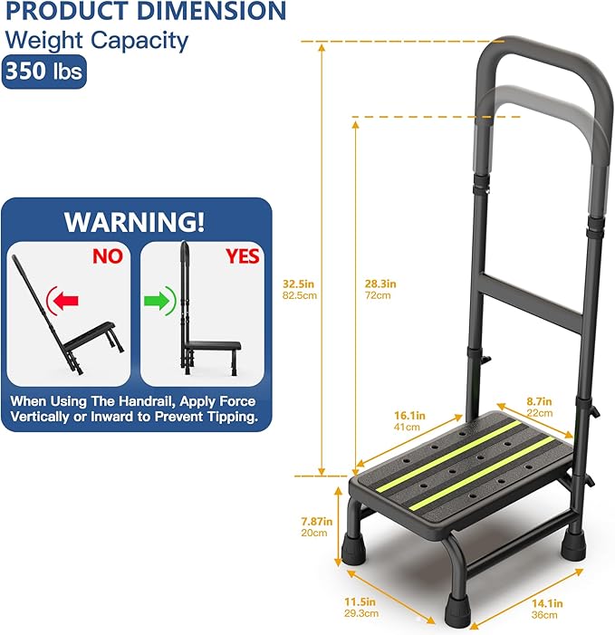 Packve Step Stool with Handle for Elderly, Non Skid Platform & Adjustable - Image 4