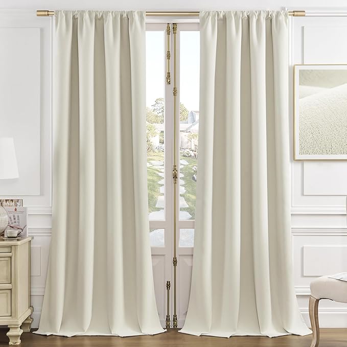 Joydeco White Velvet Curtains 72 Inches 2 Panels, Luxury Thermal Insulated Soft by JOYDECO