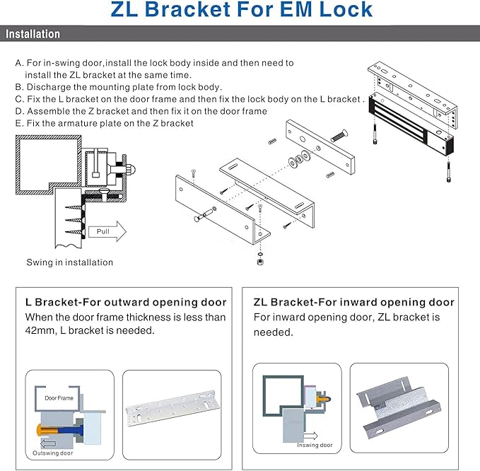 Electric Magnetic Lock with Z and L Bracket 280KG 600LBS Holding Force - Image 9