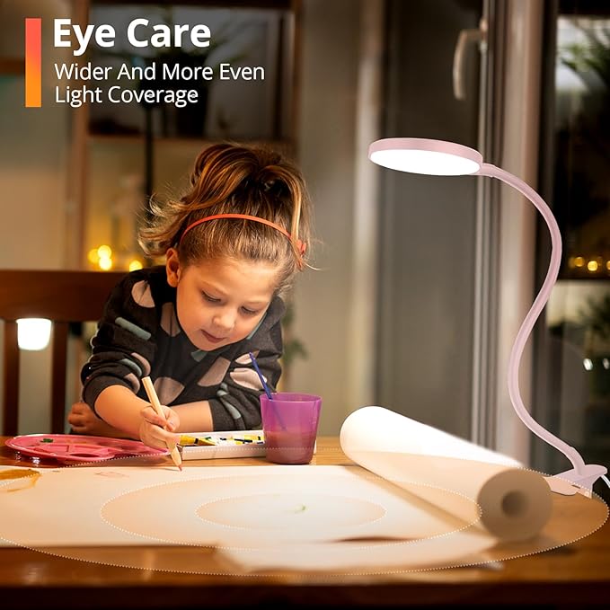 Reading Light with Remote, LED Desk Lamp Clip on RA>95 Dimmable Flexible - Image 3