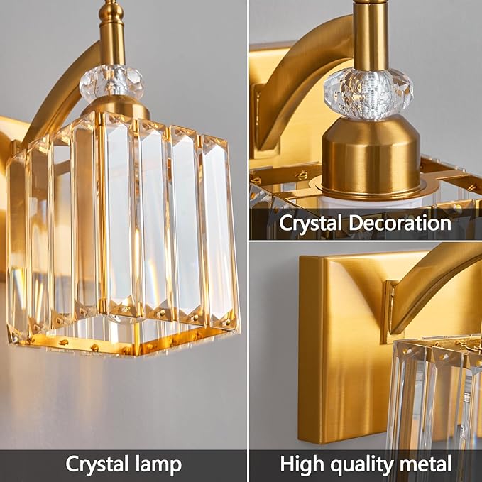BBLLWJ Modern Bathroom Vanity Light 3-Light Gold Crystal Light Fixtures Over - Image 5