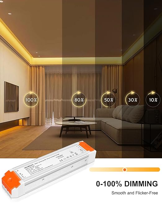 120W 24V Dimmable LED Driver, Triac Dimmable Transformer AC 120V to DC 24V 120 - Image 2