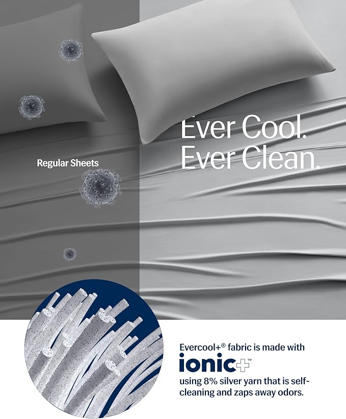 REST® Evercool®+ Top Sheet, Cali King/King Size, Light Gray - Image 3