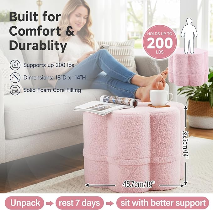 Tiita Floral Pouf Ottoman, Foot Stools Ottoman - Image 2
