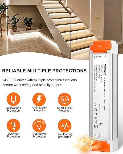 120W 24V Dimmable LED Driver, Triac Dimmable Transformer AC 120V to DC 24V 120 - Image 6