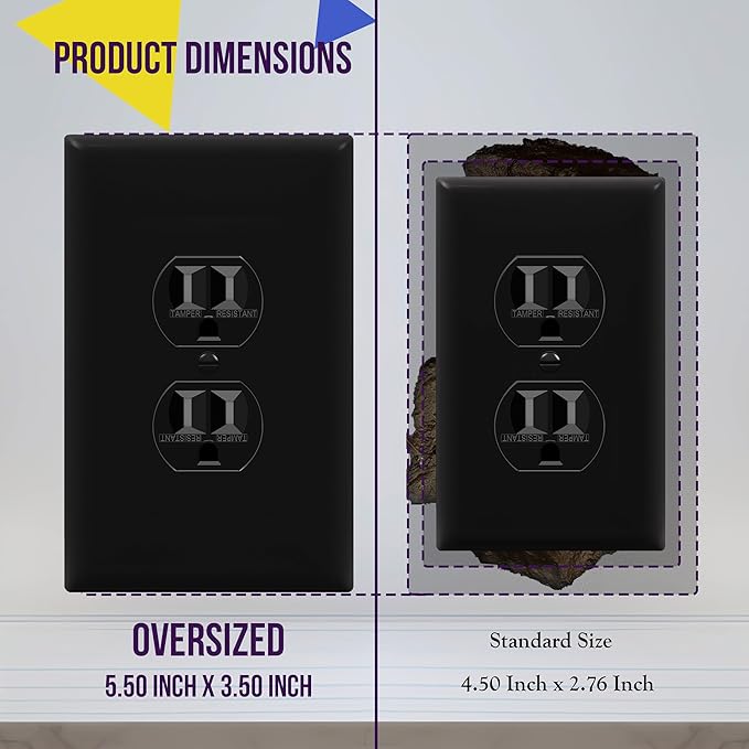 ENERLITES Duplex Receptacle Outlet Wall Plate, Jumbo Electrical Outlet Covers - Image 2