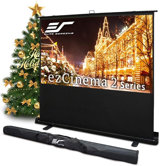 Elite Screens ezCinema 2 Projector Screen, 107-inch 16:9 Manual Floor Pull Up by EliteScreensInc