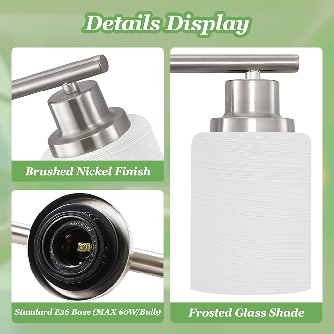 Guliaofo 3-Light Bathroom Light Fixtures, Vanity Lights - Image 3