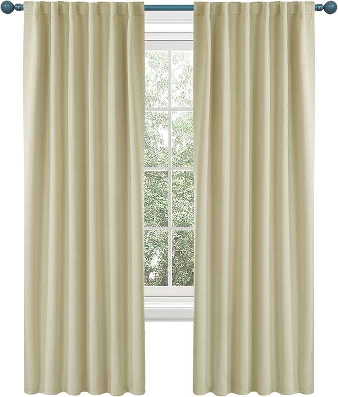 Deconovo Blackout Curtains, Thermal Insulated, W52 x L63 2 Panels, Back Tab by Deconovo