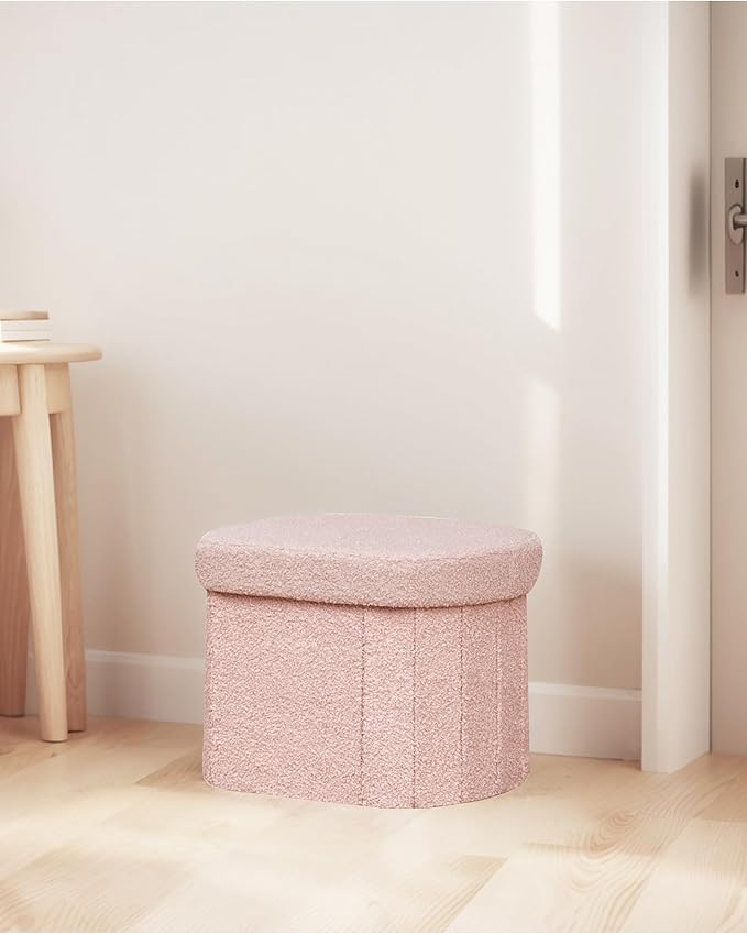 B FSOBEIIALEO Storage Ottoman for Dorm Room, Boucle Folding Storage Ottoman - Image 9