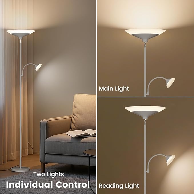 Sliver Gray Torchiere Floor Lamp - Image 4