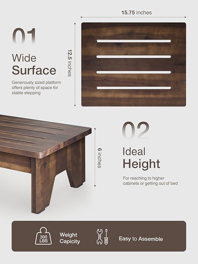 Holana Acacia Wood One Step Stool - Image 2