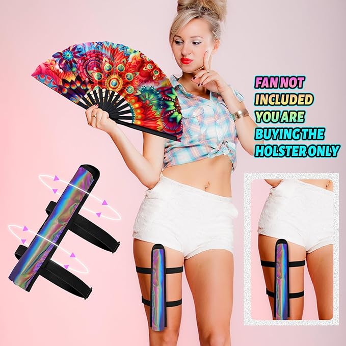 Summer Rave Fan Thigh Holster Rave Fan Holder Folding Hand Pouch Foldable - Image 2