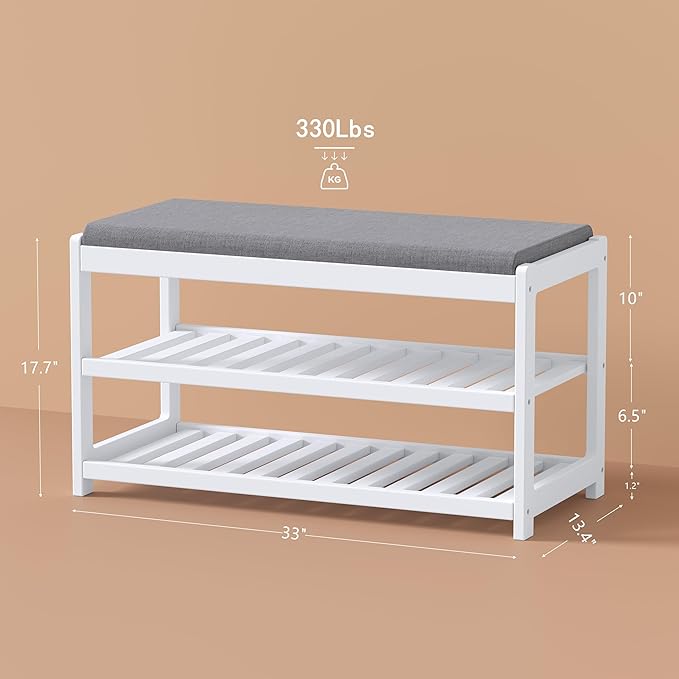 Shoe Bench Entryway, 100% Solid Solid Wood Shoe Rack Bench - Image 3