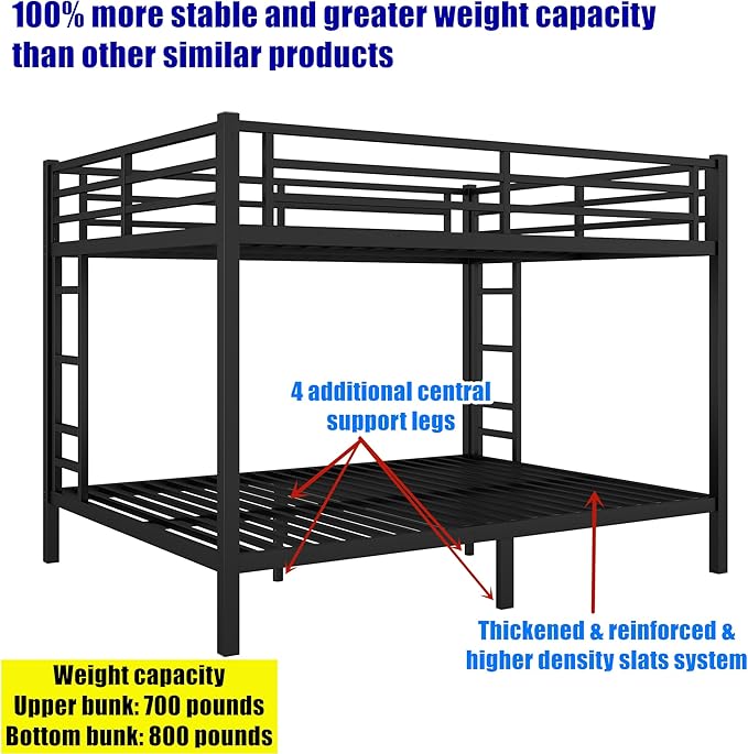 SIGONE Stronger & Safer Heavy Duty Queen Over Queen Size Bunk Bed - Image 7
