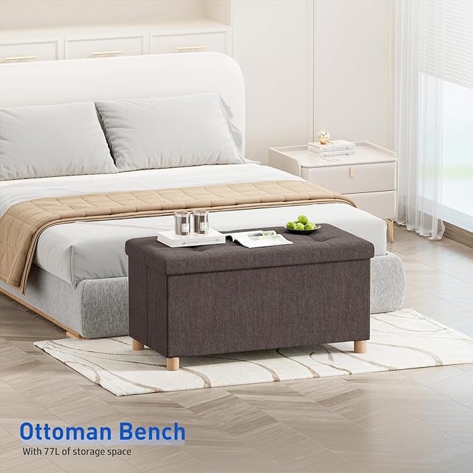 BRIAN & DANY 30 Inches Folding Storage Ottoman Bench, Ottoman - Image 2