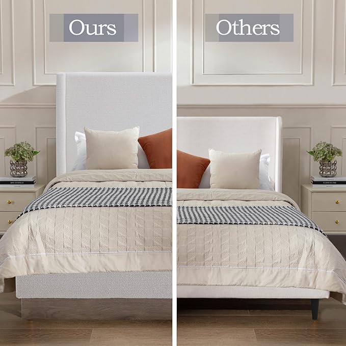 King Size Upholstered Platform Bed Frame, 53.1" Tall Headboard Hosford Wingback - Image 4