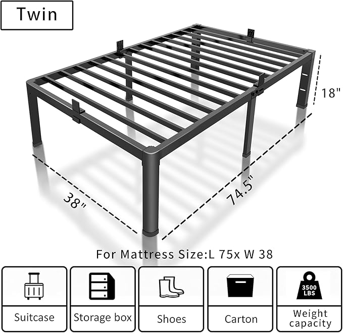 ROIL 18 Inch Twin Bed Frame - Image 3