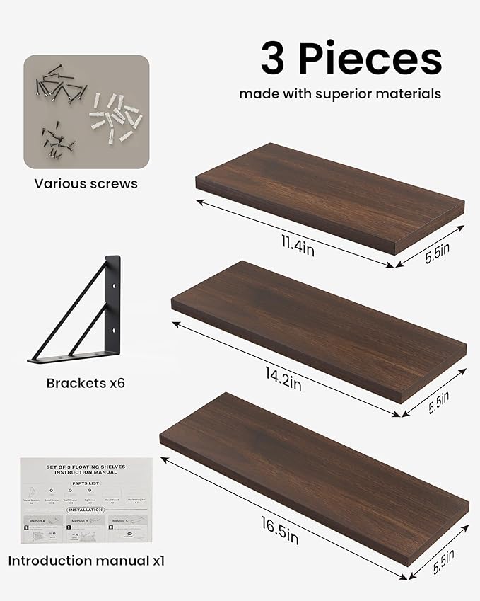 BAYKA Floating Shelves for Wall, Book Shelf for Bedroom, Wall Decor Shelves for - Image 4