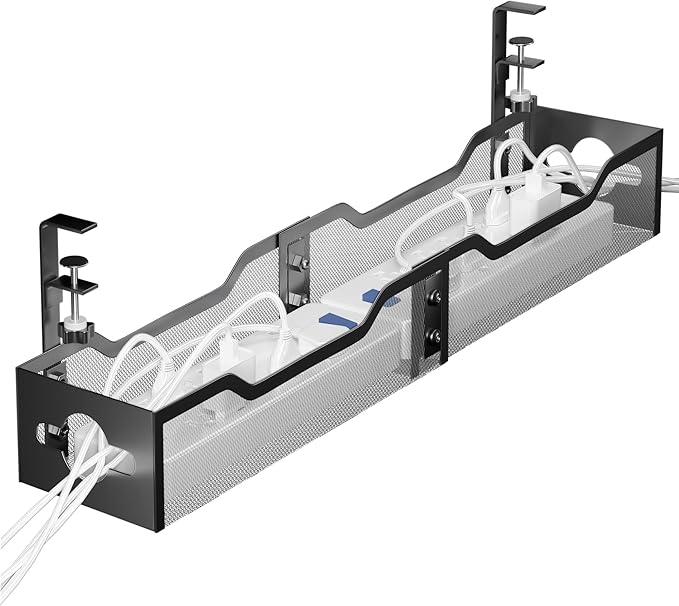 Under Desk Cable Management Tray 24.8", Quszmd Cable Organizer No Drill by CableManagement