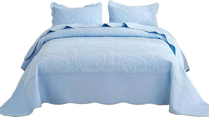 MarCielo 3-Piece 100% Cotton Oversized Bedspread Lightweight Quilt Coverlet - Image 9