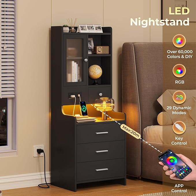 ADORNEVE Black Night Stand Set of 2 - Image 4