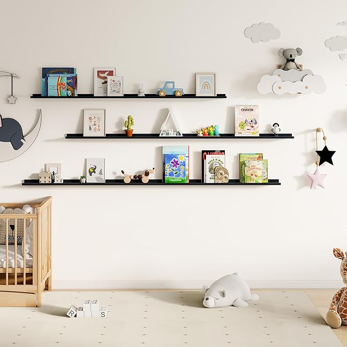 Floating Picture Ledge Shelves for Wall Set of 2, 95 Inches Picture Ledge Shelf - Image 7